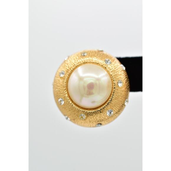 Christian Dior Vintage Starlight Crystal Earrings Chunky Dome Gold Signed Bin1 - Picture 6 of 12